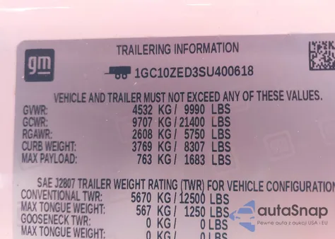 2025 Chevrolet Silverado Ev Lt z USA, uszkodzony, nr VIN 1GC10ZED3SU400618